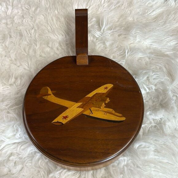 HAWK WOOD Wooden Silent Butler Copper Use As Trinket Box Jewelry Box Decor - Picture 1 of 14